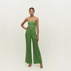 Reformation Jude Linen Jumpsuit Palm Green - Size 4